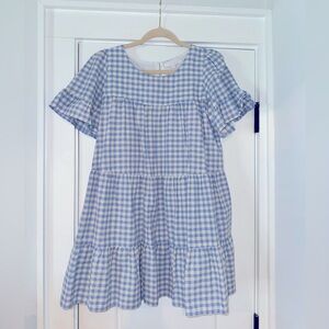 Gingham ruffle mini dress